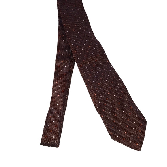 Berg & Berg Hand Made in Italy Men's Textured Silk Dot Print Neck Tie OS - Picture 2 of 12